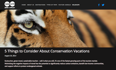 See the Wild Conservation and Vacation Tips Blog